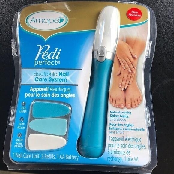 Pedi Perfect Electronic Nail‎ Care System Amope w/ 3 Refills NEW - Picture 1 of 2